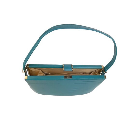 Vintage Teal Leather Handbag - Picture 4 of 4